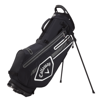 Callaway 2022 CHEV Dry Waterproof Standbag mit 4-Fach Divider, schwarz, mit dunkelgrauen und weißen Akzenten, 2.3 kg leicht, inkl. wasserdichter Schutzhülle zum Aufknöpfen